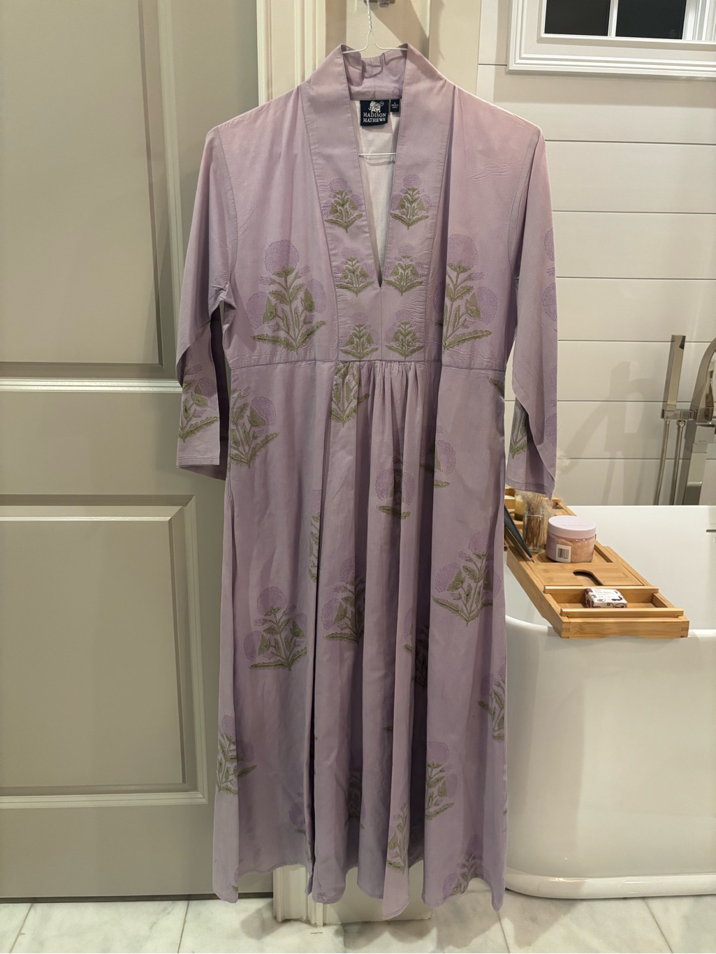 Madison Mathews Soft Lilac Embroidered Maxi Dress